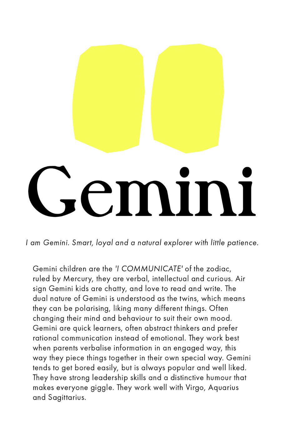 Zodiac Print Gemini